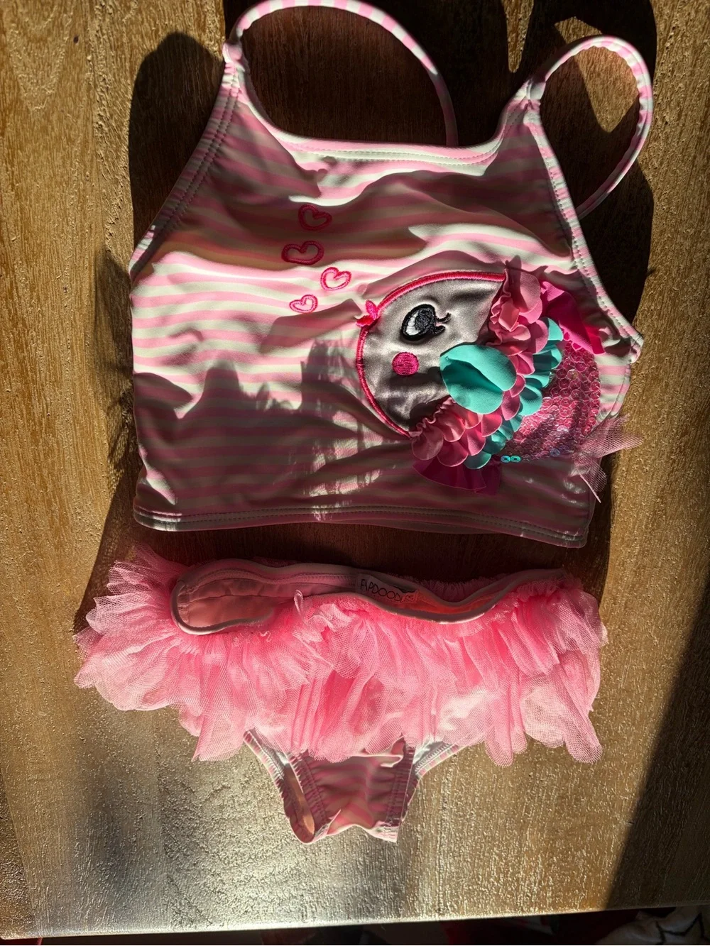 Flapdoodles Pink Striped Tutu Two-Piece Swimsuit